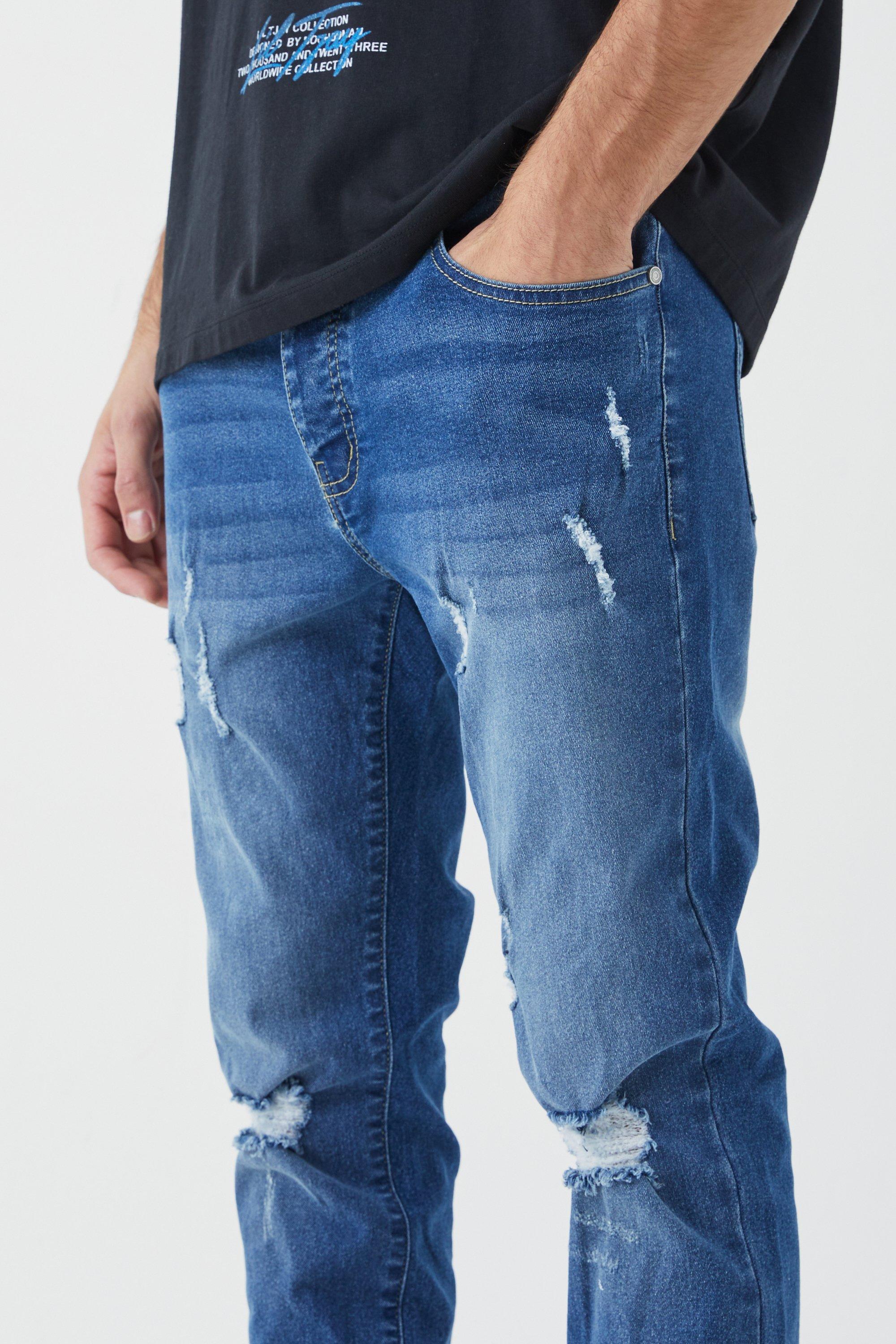 Mens jeans store with knee rips